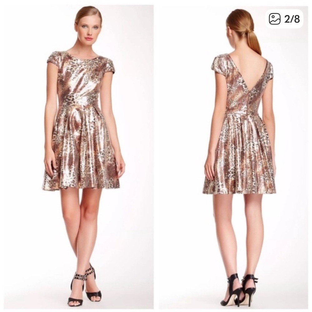 Betsey Johnson Shimmering sequin covered Leopard Mini Dress size 12